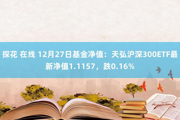 探花 在线 12月27日基金净值：天弘沪深300ETF最新净值1.1157，跌0.16%