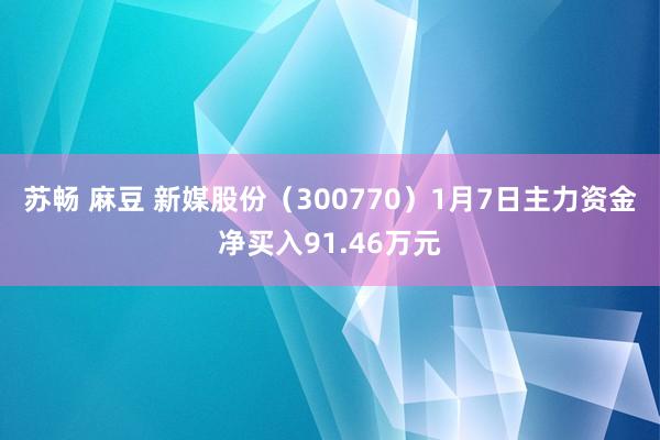 苏畅 麻豆 新媒股份（300770）1月7日主力资金净买入91.46万元