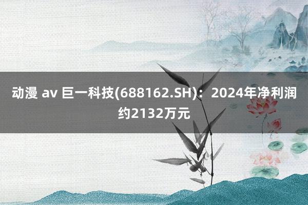 动漫 av 巨一科技(688162.SH)：2024年净利润约2132万元
