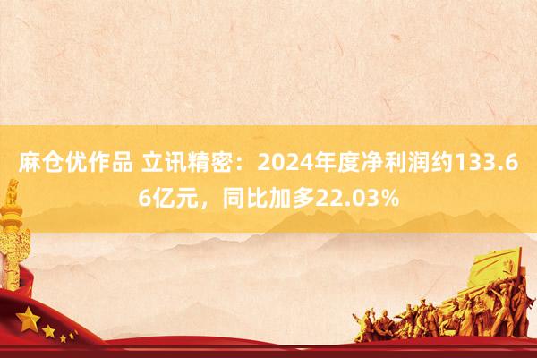 麻仓优作品 立讯精密：2024年度净利润约133.66亿元，同比加多22.03%